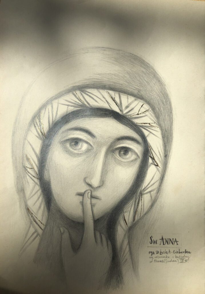 Portret Sw. Anny trzymającej palec na ustach